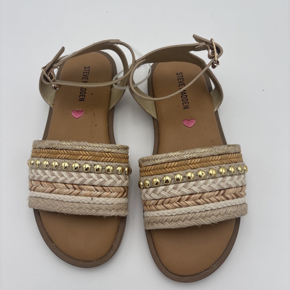 STEVE MADDEN KIDS'THEA GET SANDALS SIZE 2 NWOT TAN